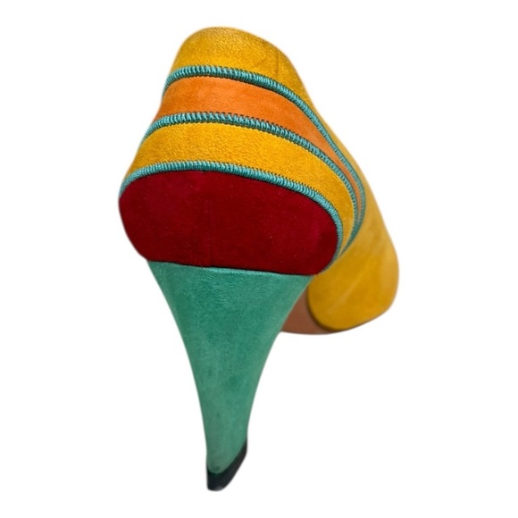Philippe Model Suede Multicolor Colorblock Heels 37.5 (Fits US 8–8.5) - Picture 4 of 12